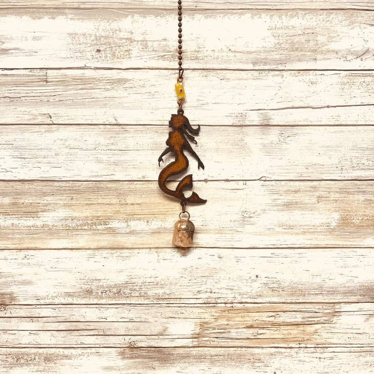 Mermaid Nautical Rusty Metal Bell Chime