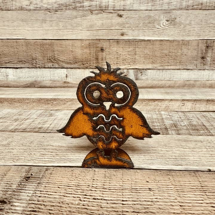 Owl Rustic Metal Doodad Standing Figurine