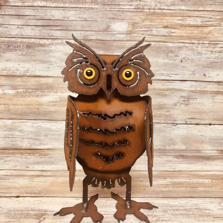 Owl Large Rusty Metal Garden Yard Art