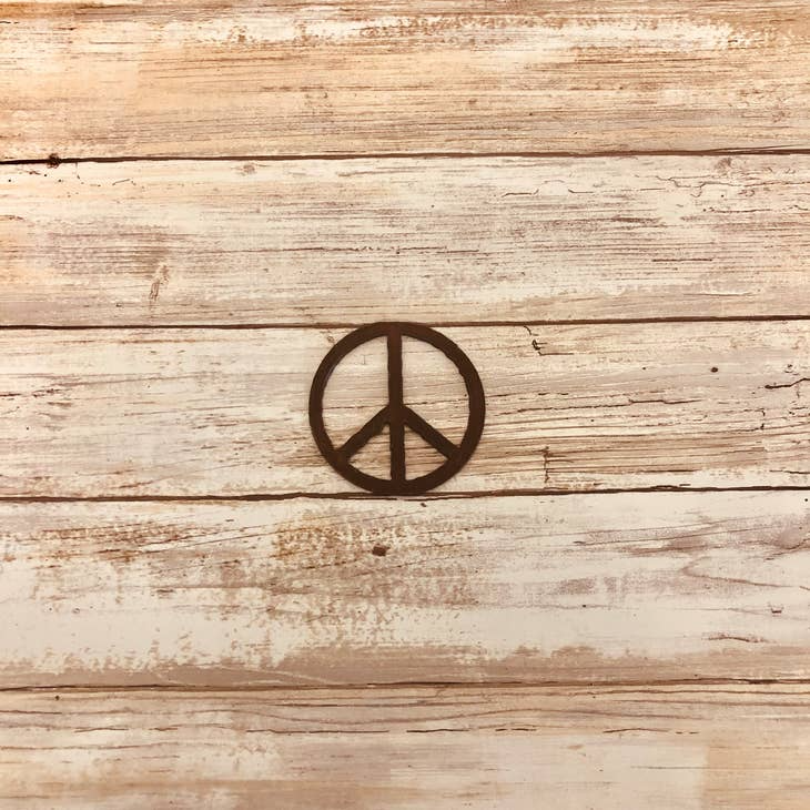 Peace Symbol Rusty Metal Magnet