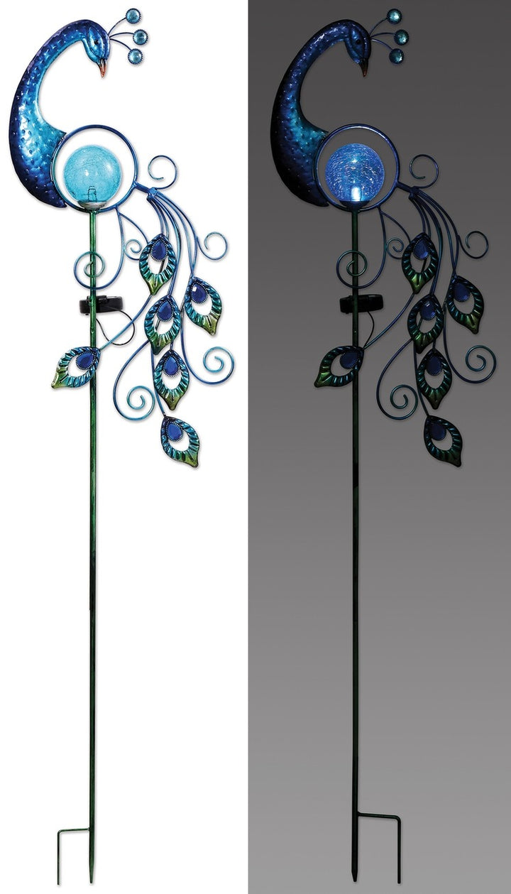 Peacock Metal and Glass Solar Stake 49"