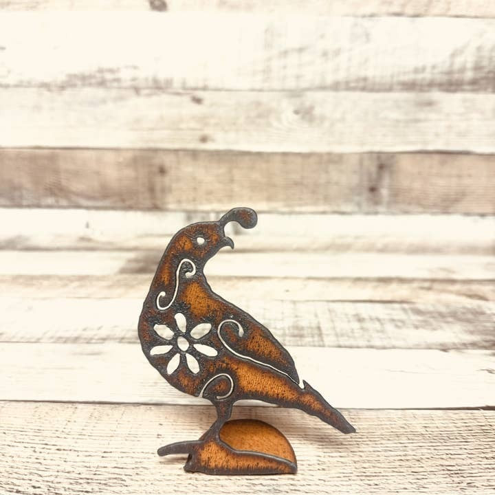 Quail Garden Friend Rustic Rusty Metal Doodad Figurine