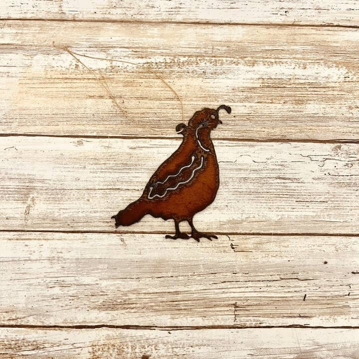 Quail Rusty Metal Ornament