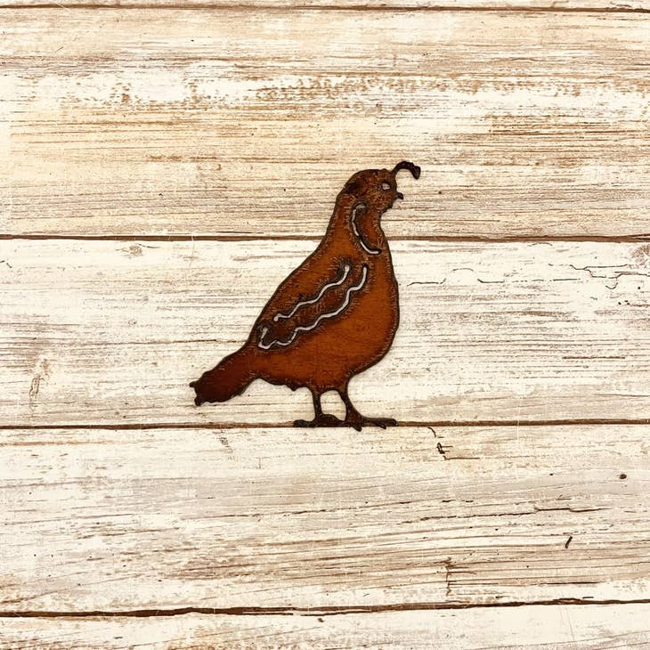 Quail Magnet Rustic Rusty Metal