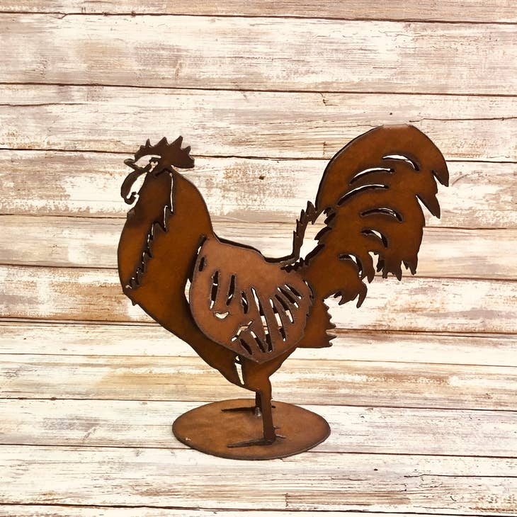 Rooster Rusty Metal Yard Art Farmhouse Style