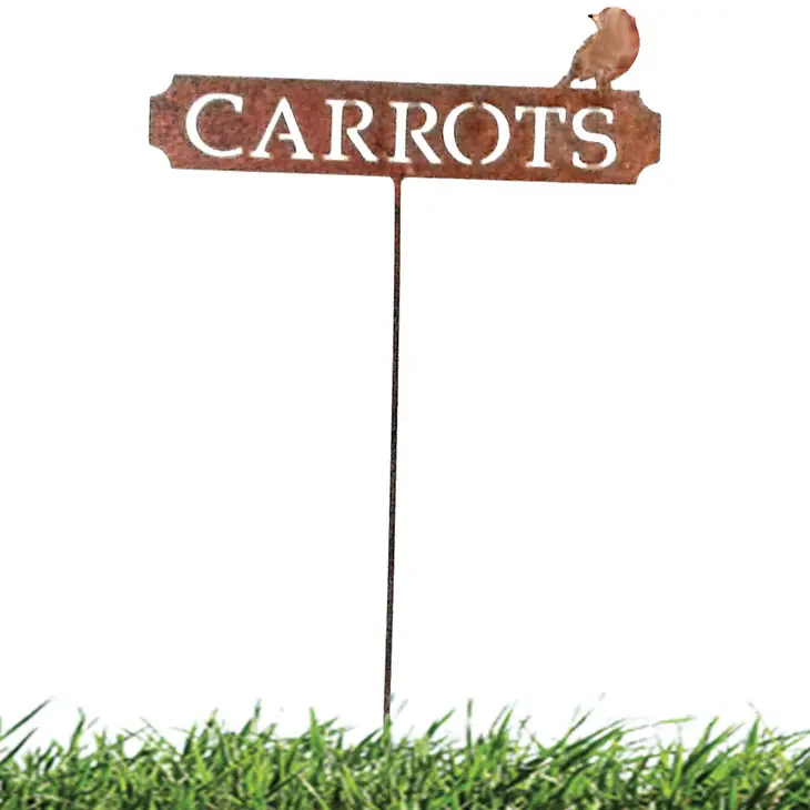 Carrots Rusty Metal Vegetable Garden Plant Stake Marker