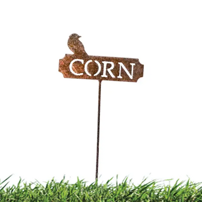 Corn Rusty Metal Vegetable Garden Plant Stake Marker