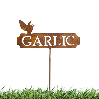 Garlic Rusty Metal Vegetable Garden Plant Stake Marker
