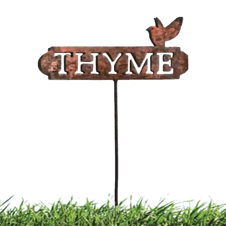 Thyme Rusty Metal Vegetable Garden Plant Stake Marker