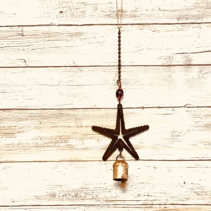 Starfish Nautical Rusty Metal Bell Chime Mobile