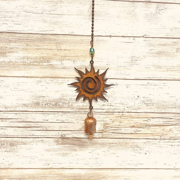 Sun Bell Rusted Metal Garden Wind Chime