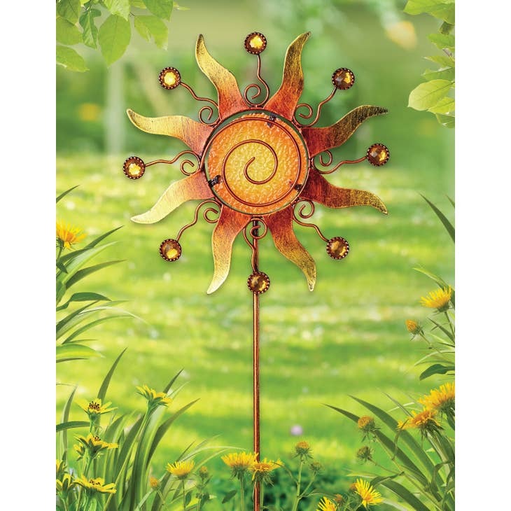 Sun (Yellow) Copper Stationary Stake Metal and Glass