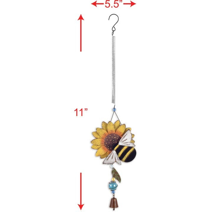 Sunflower and Bee Hand Painted Metal Mobile Bouncy