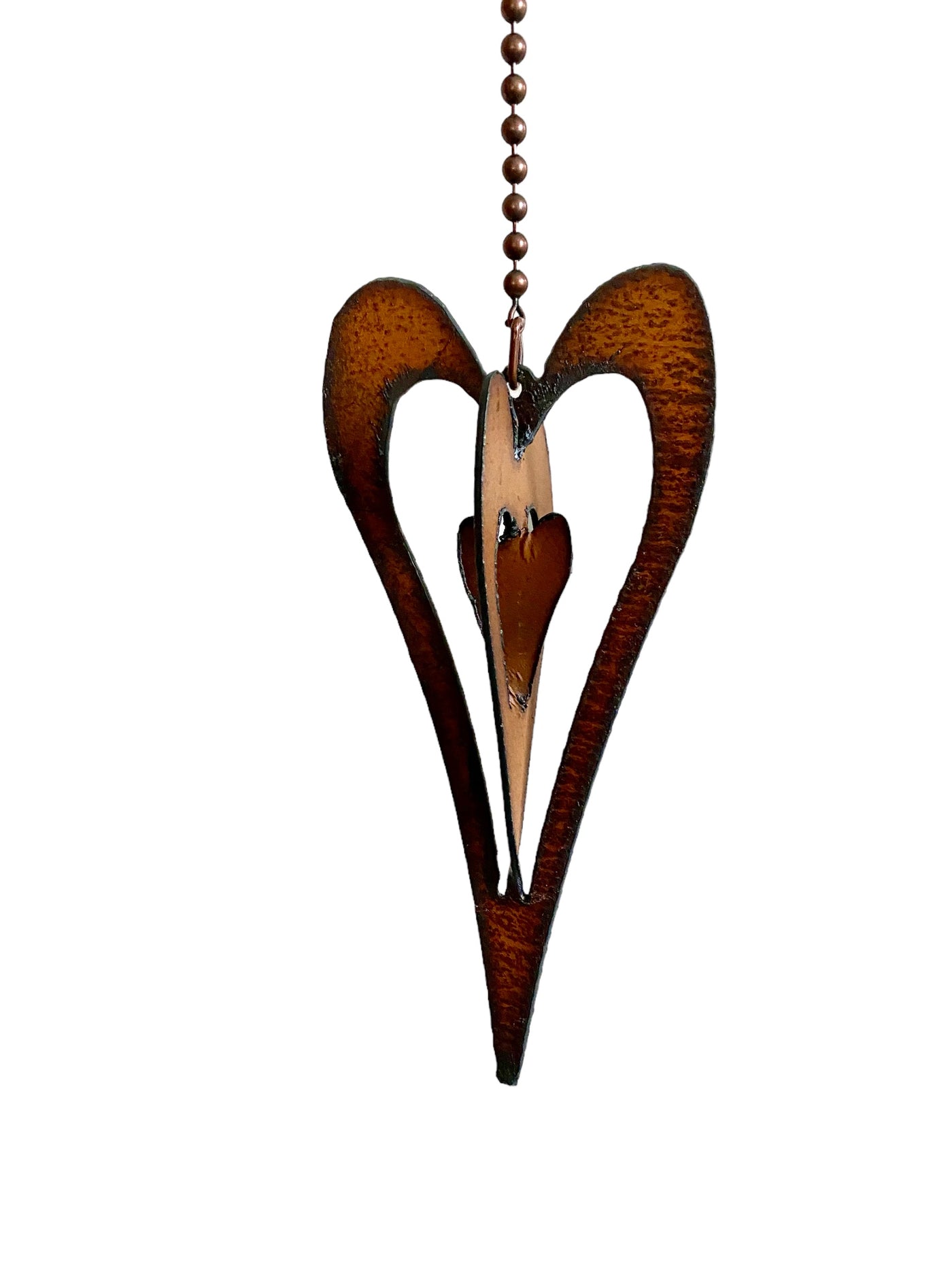 Heart Triple Rusty Metal Three Dimensional Yard Art Mobile