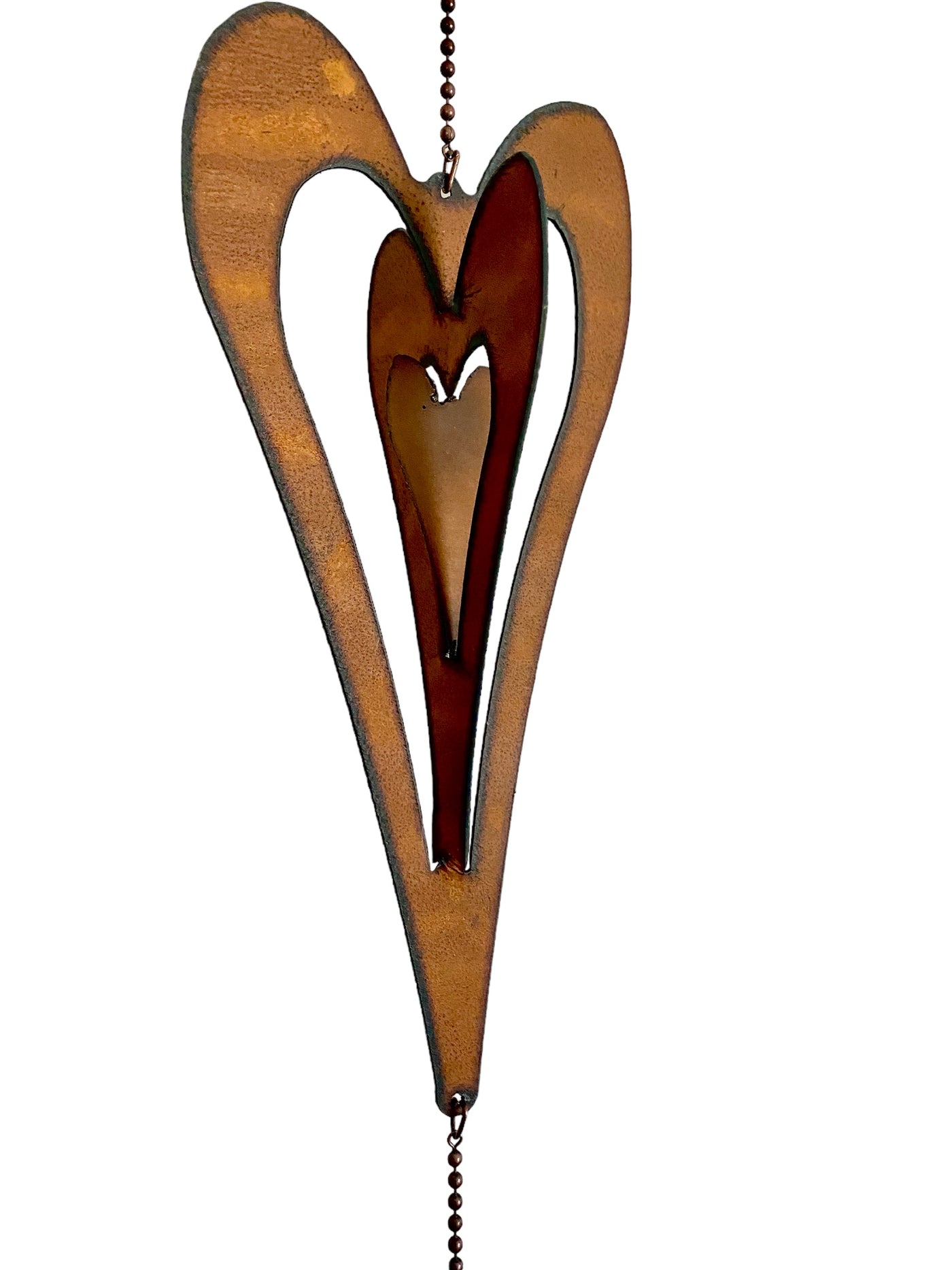 Heart Triple Rusty Metal Three Dimensional Yard Art Mobile