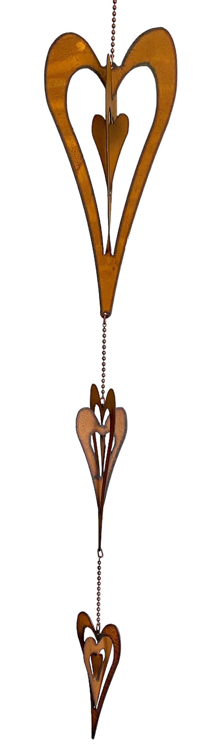 Heart Triple Rusty Metal Three Dimensional Yard Art Mobile